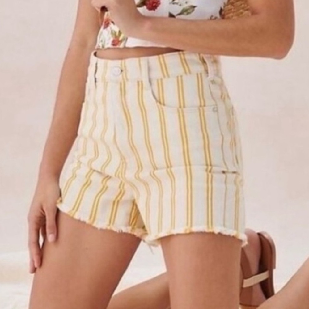 Anthropologie Yellow Striped Women's Shorts